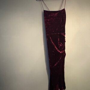 Almost Famous Burgundy Crushed Velvet Wrap Dress